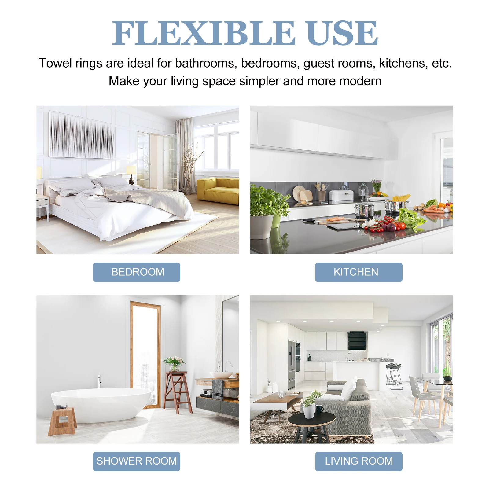 

Stainless Steel Ring Bathroom Hand Holder Durable Rust Proof Easy Install Wall Mounted Kitchen Bedroom Home Supplies Round Rack