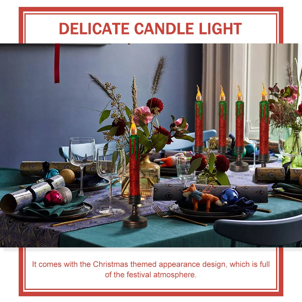 

2pcs Wedding Decoration C les LED Electric Flameless Household Xmas Adornment Christmas Theme Reusable Smoke Free