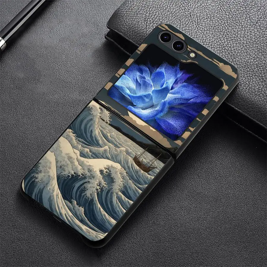 Phone Shell Funda Case for Samsung Galaxy Z Flip 8 Flip4 Flip6 Flip7 FE Flip5 Z Flip 7 6 5 4 3 Flip3 Pale Moon Sea