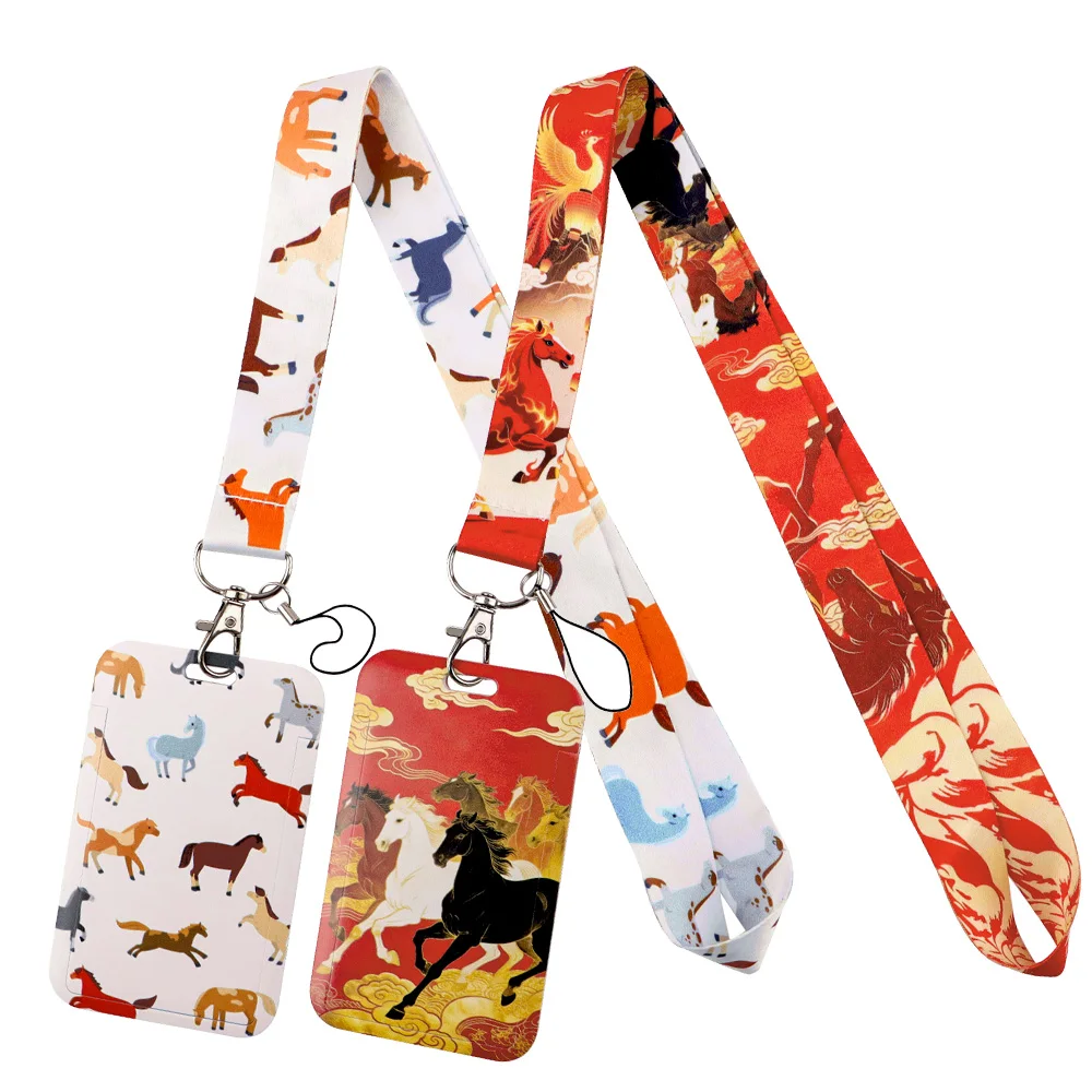

LX1626 Retro Horse Pattern Neck Strap Lanyard for Keys Keychain Badge Holder USB ID Credit Card Pass Lariat Mobile Phone Charm