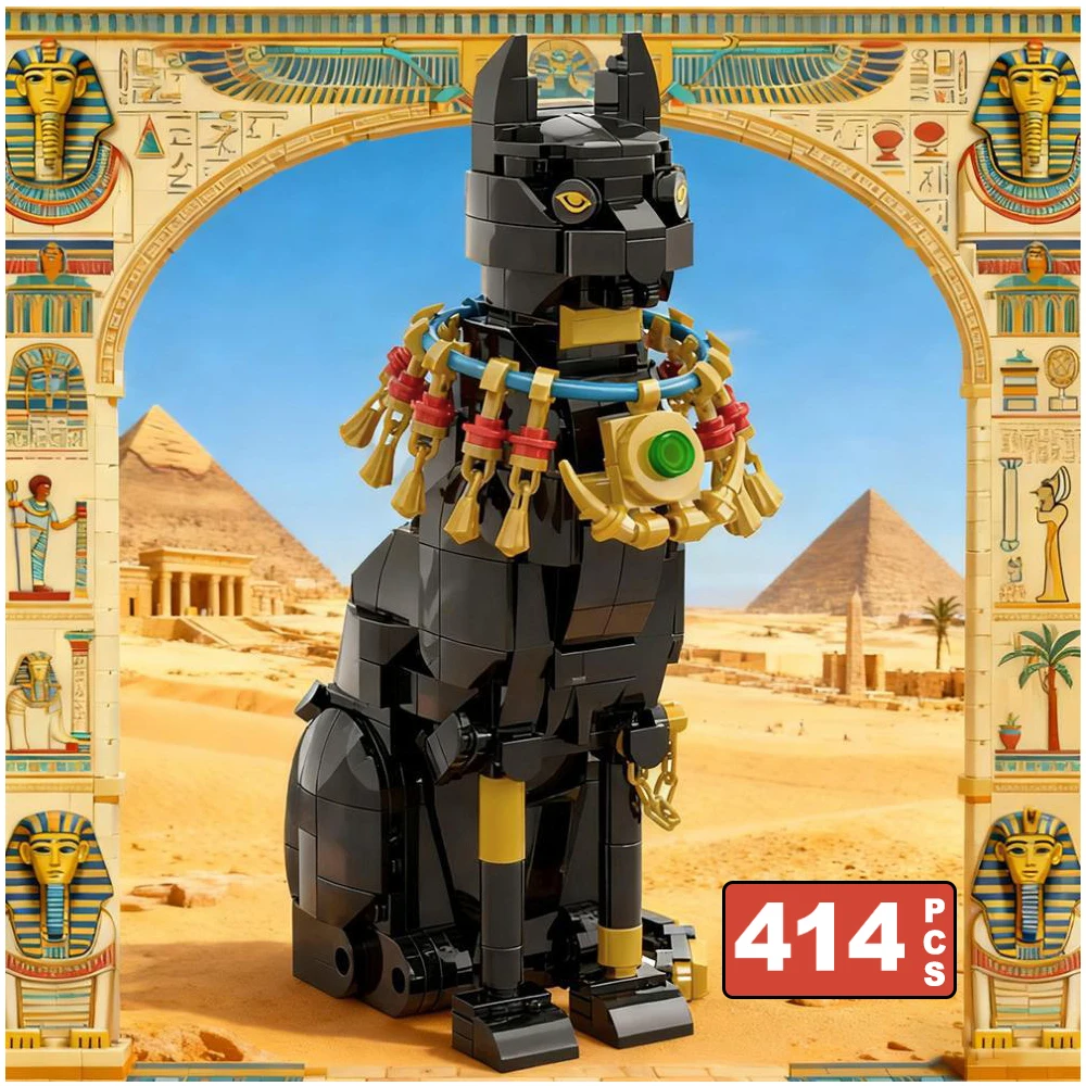 414PCS Moc Ancient Egyptian Black Cat Building Blocks City Exotic Flair Home Decoration Bricks Toys Children Festival DIY Gifts