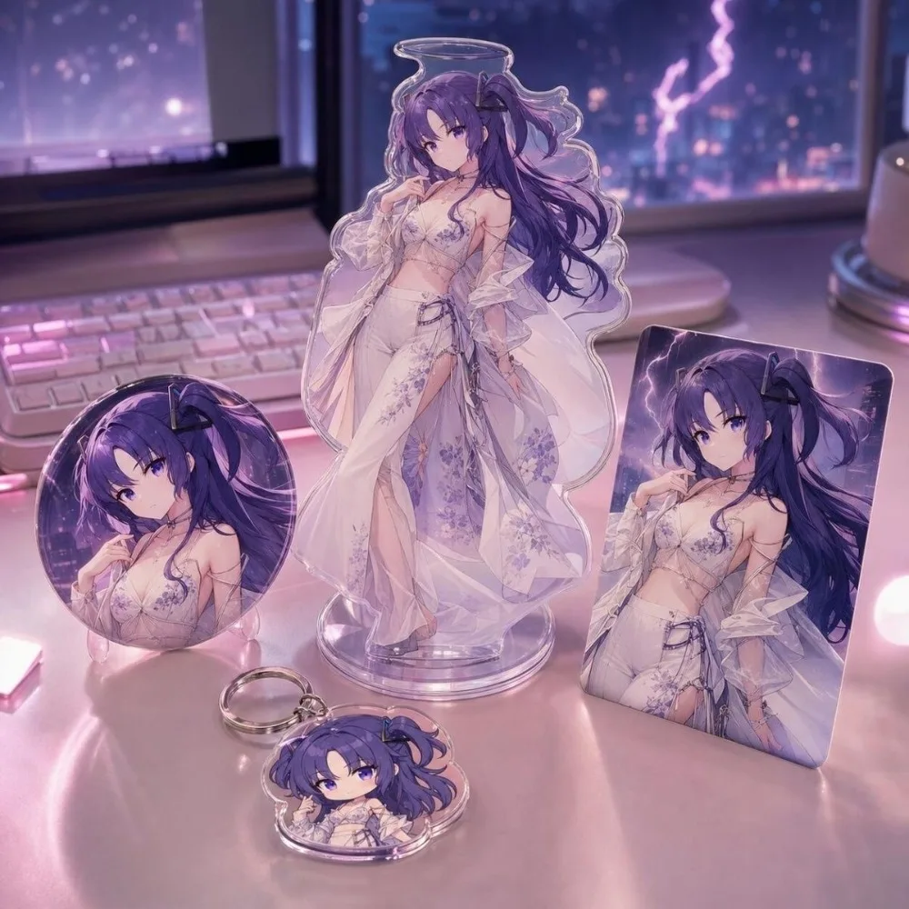 Game Blue Archive Acrylic Signboard Stand Hayase Yuuka Model Ornament Postcard Figurine Keychian Brooch Badge Pin Decoration