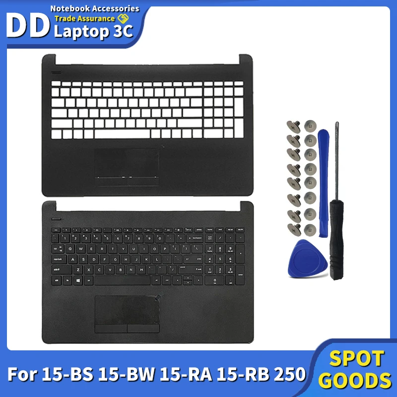 

New Laptop Case for HP 250 G6 15-BS 15-BW 15-RA 15-RB 250 255 G6 TPN-C129 Palmrest/Keyboard Upper Cover Topcase Housing Black