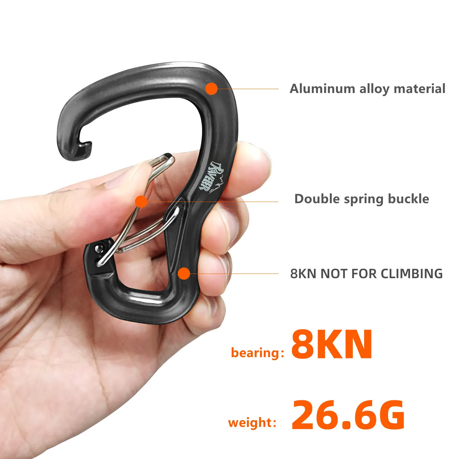 4PCS Outdoor hammock double locking buckle, multifunctional aluminum alloy hanging buckle, camping hammock quick hanging buckle