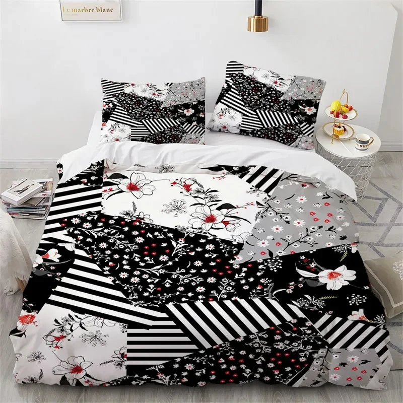 Geometric Duvet Cover Bohemia Patchwork Floral Bedding Set Microfiber Country Style Flower Comforter Cover King For Kids Adult