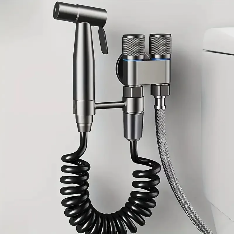 

Modern Dual Mop Toilet Cleaning Faucet, Wall Mounted, Dual Outlet Function Water Angle Valve, Non Electric Ceramic Valve