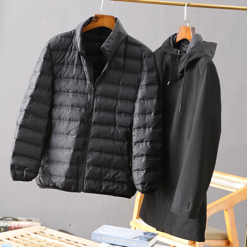 

High-End Tee-In-One Windproof Waterproof Hooded Casual down Jaet Warm Commuting Stand Collar Men's Outerwear