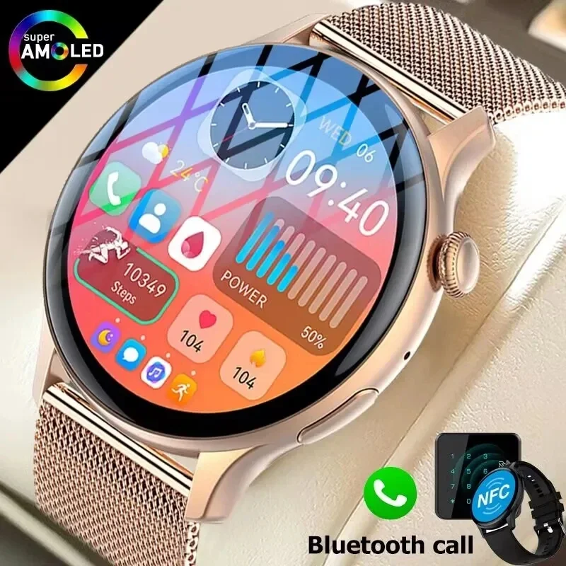 2024 Bluetooth Call Women Smart Watch AMOLED Full Touch Fitness IP68 Waterproof Men Smartwatch Lady Clock + box For Android IOS