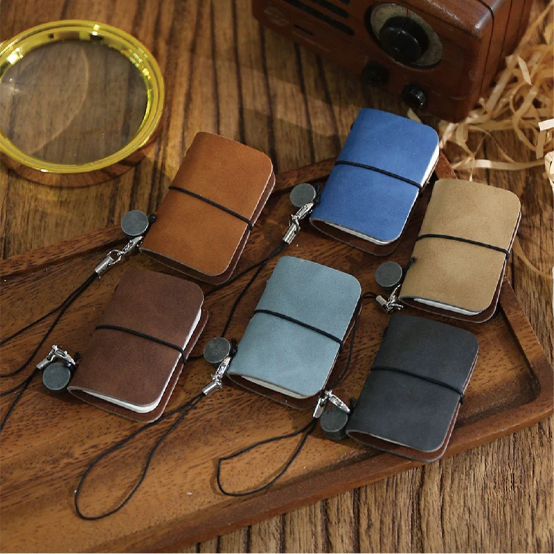 

Vintage Mini Notebook Genuine Leather Notepad Portable Travel Diary Journal Planner Schedule Organizer Kawaii Stationery Office