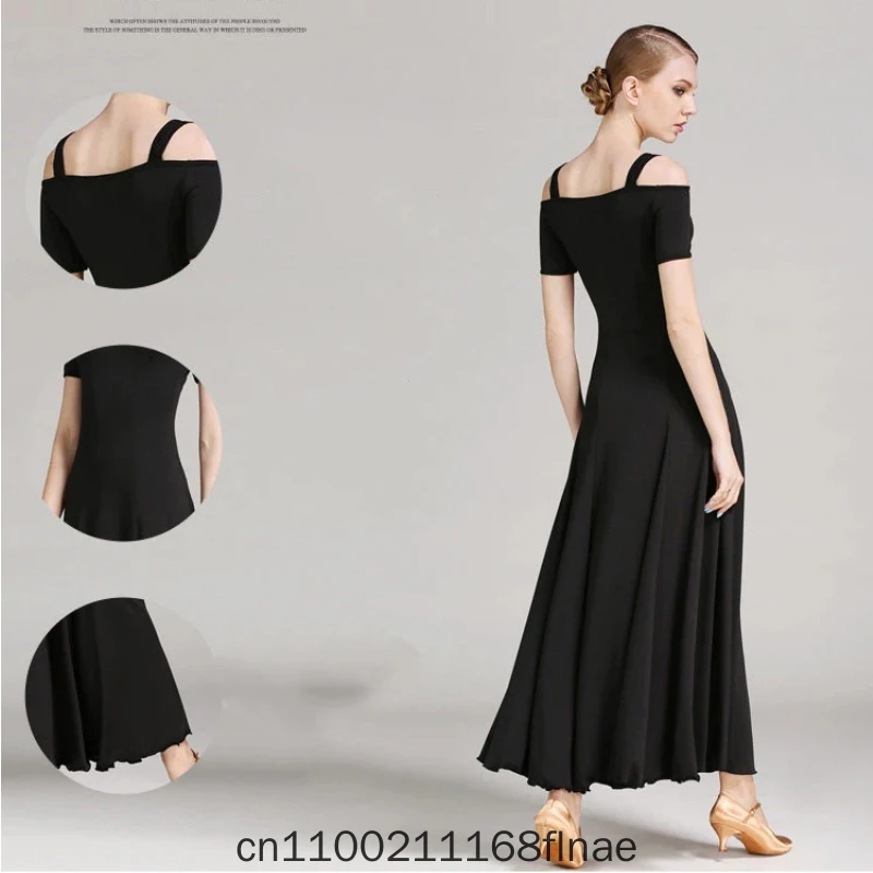 Modern Dress with Big Display, New S9003 National Standard Short Sleeved Ballroom Dance Dress for Women's Stage Performance