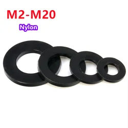 Black Nylon Flat Washers Plastic Flat Washers Waterproof Seals M2 M2.5 M3 M4 M5 M6 M8 M10 M12 M14 M16 M18 M20