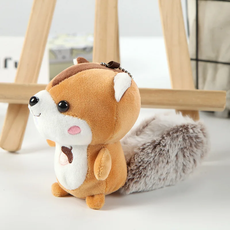Cute Nut Big Tail Baring Tooth Squirrel Plush Toy Pendant Small Doll Car Keychain School Bag Pendant view 5