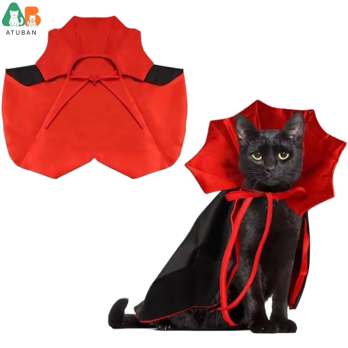 

Halloween Cat Vampire Cloak Costume Halloween Adjustable Pet Cape Costume Clothes,Pet Accessories Costume Outfit Decor Cowl