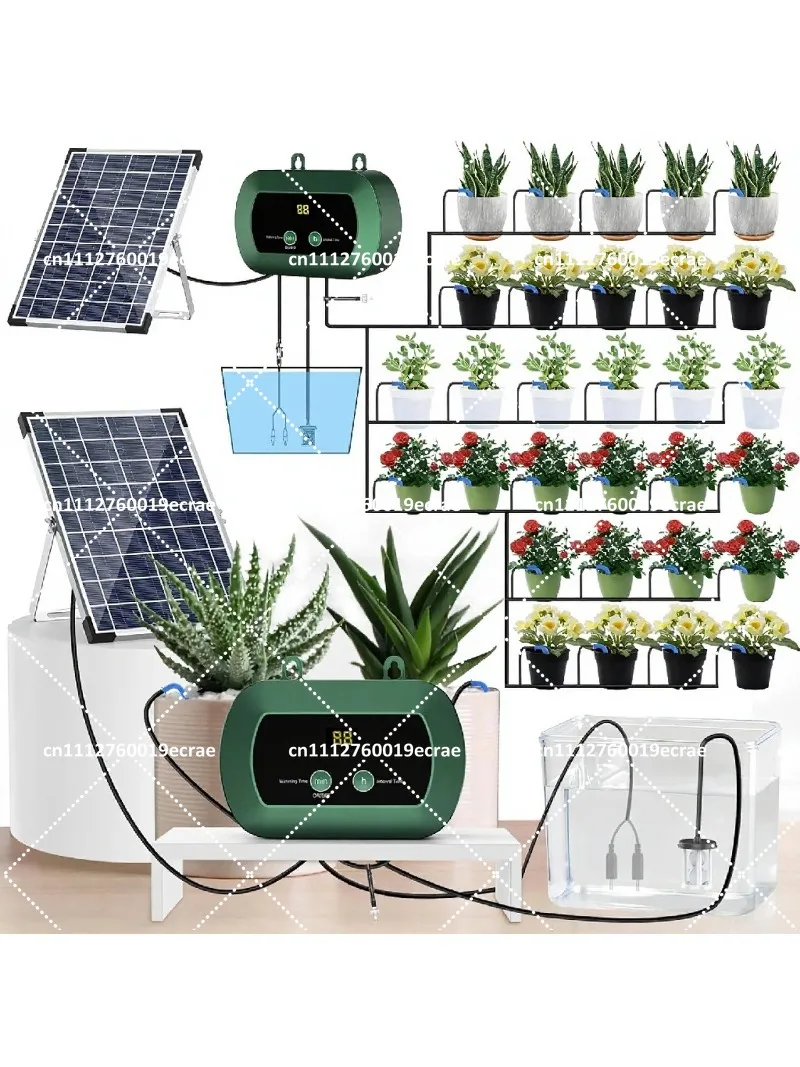 Solar Hydroponic Drip Irrigation Pump Kit Smart Controller Automatic Watering System for Garden Greenhouse