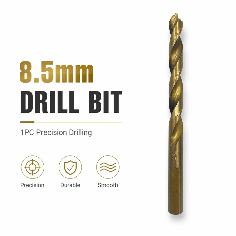 8.5 mm Straight Shank Twist Drill Bit, Sharp Cutting Edge Drill Bit for Multi‑Material Hole Drilling