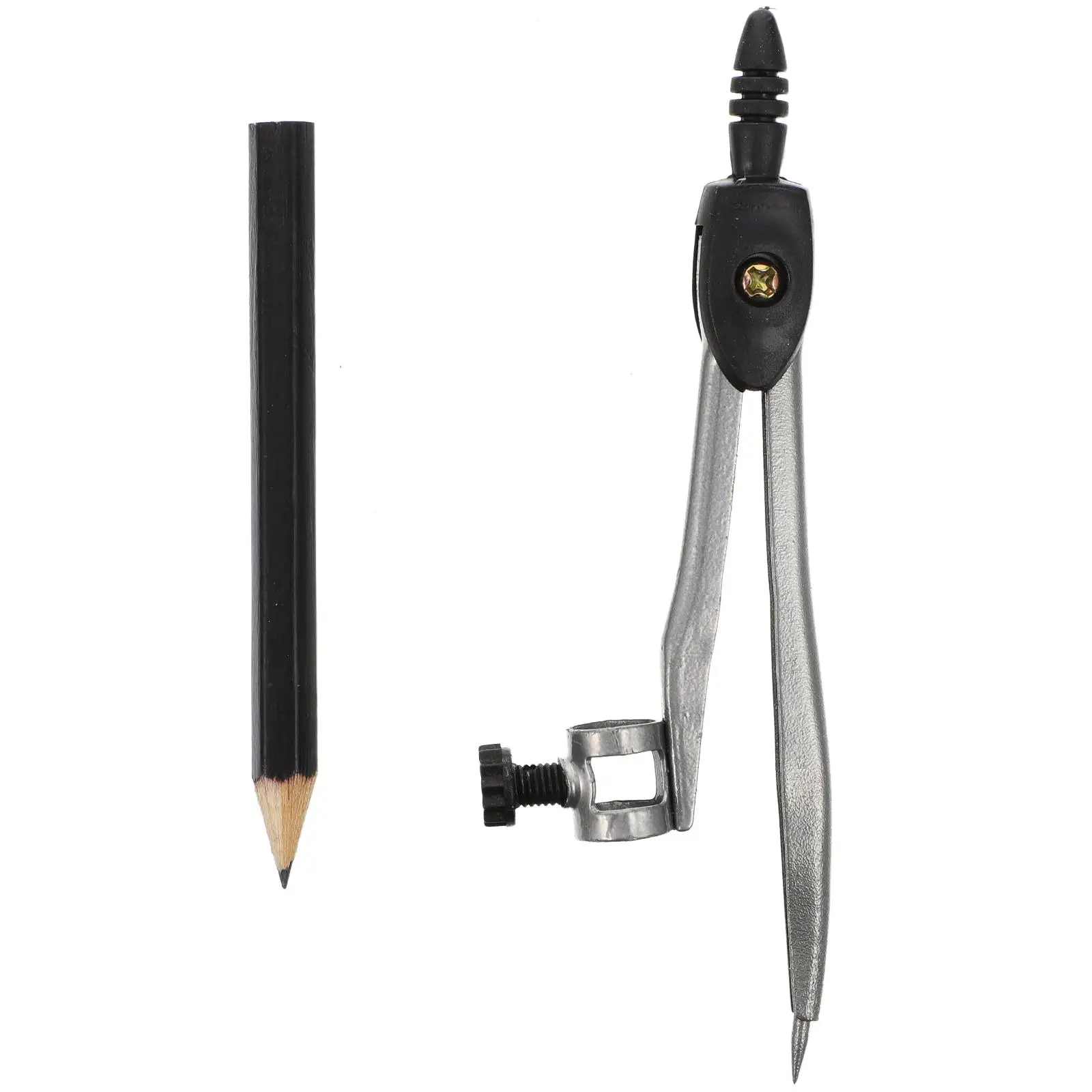 Precision Metal Compass for Math Drafting Circle Tool Screw Mount Pencil Holder Student Office Worker Shiny Coating