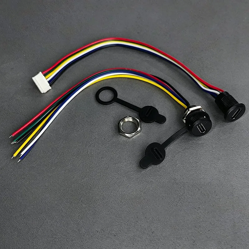 Type-C Female Socket 6 Pin Waterproof Connector USB-C Charger Interface Plug Charging Jack Welding Wire Port Power Socket