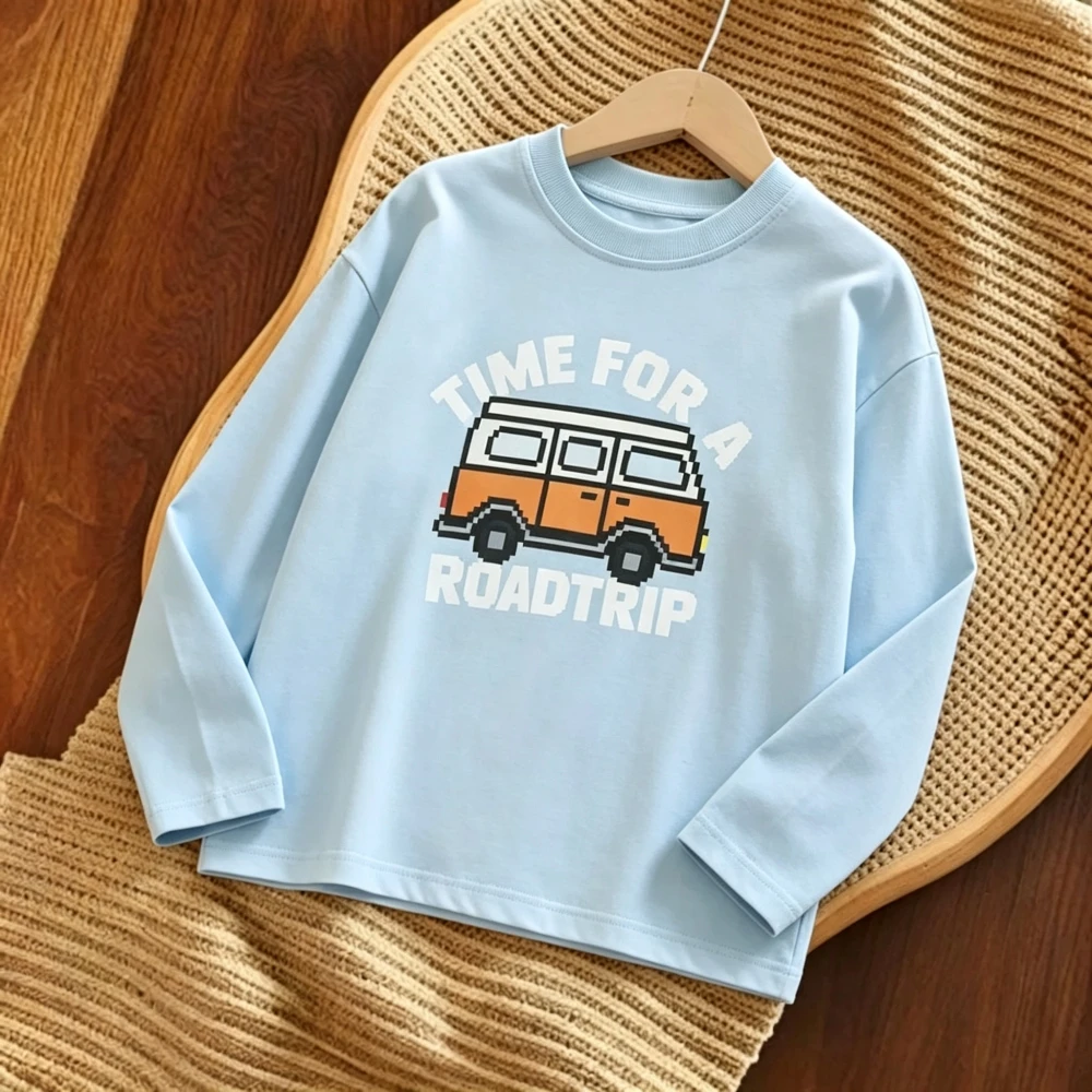 Toddlers Crew Neck Tee Long Sleeve T-Shirt Daily Outfit Outdoor Play Autumn Season Clothing Top 2026 New Style Base Layer Shirt