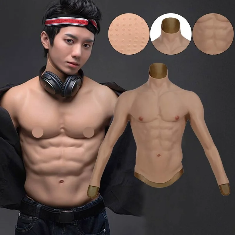 Silicone Muscle Chest Men\'s Summer Clothing Shaping Flexible Muscle Full Suit Synthetic Silicone Chest Role-playing Costume