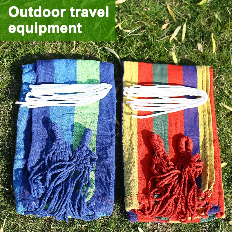 280*80cm Canvas Hammock Home Garden Anti-Rollover Colorful Hanging Bed Outdoor Camping Travel Hunt Rest Hanging Swing Hammock