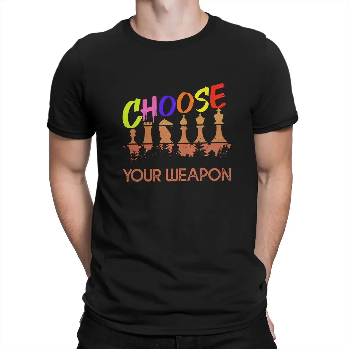 Chess Choose Your Weapon Tshirt Graphic Men Tops Vintage Punk Summer Polyester Clothing Harajuku T Shirt