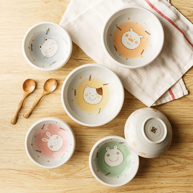 

Children's Ceramic Rice Bowl Porridge Vaisselle Cuisine Bowls Baby Household Japanese Tableware Cute Fruit Cartoon Bowl