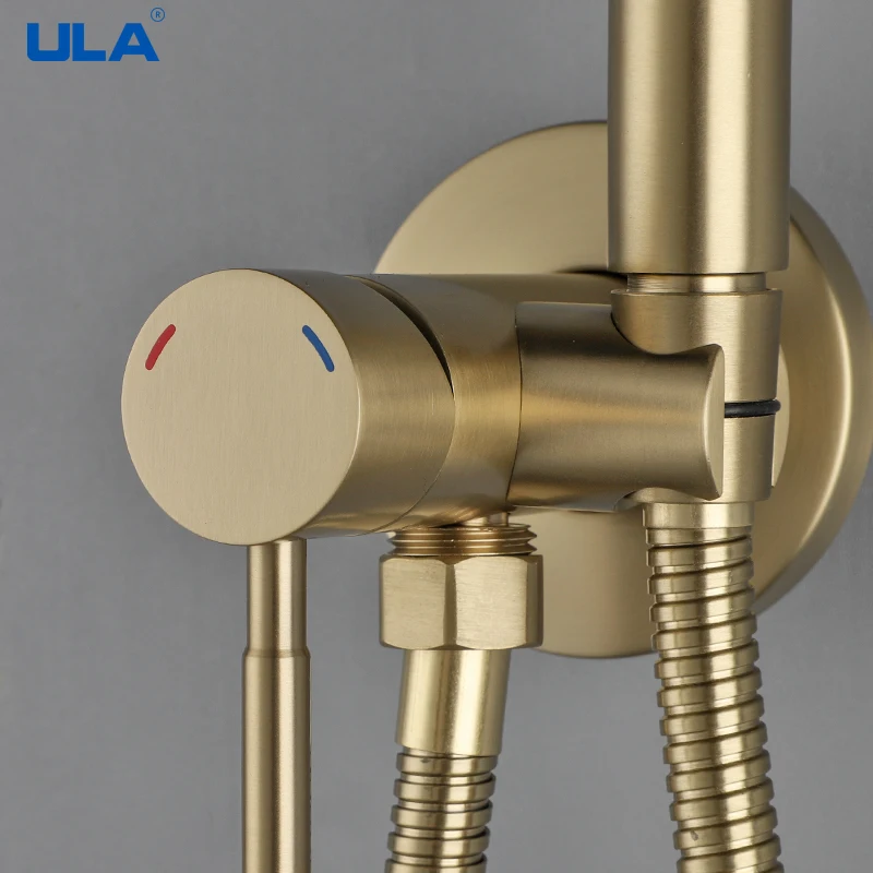 ULA Gold Bidet faucet Stainless Steel Toilet Faucet Portable Bidet Sprayer Set Hot Cold Water Mixer Bathroom Shower Head