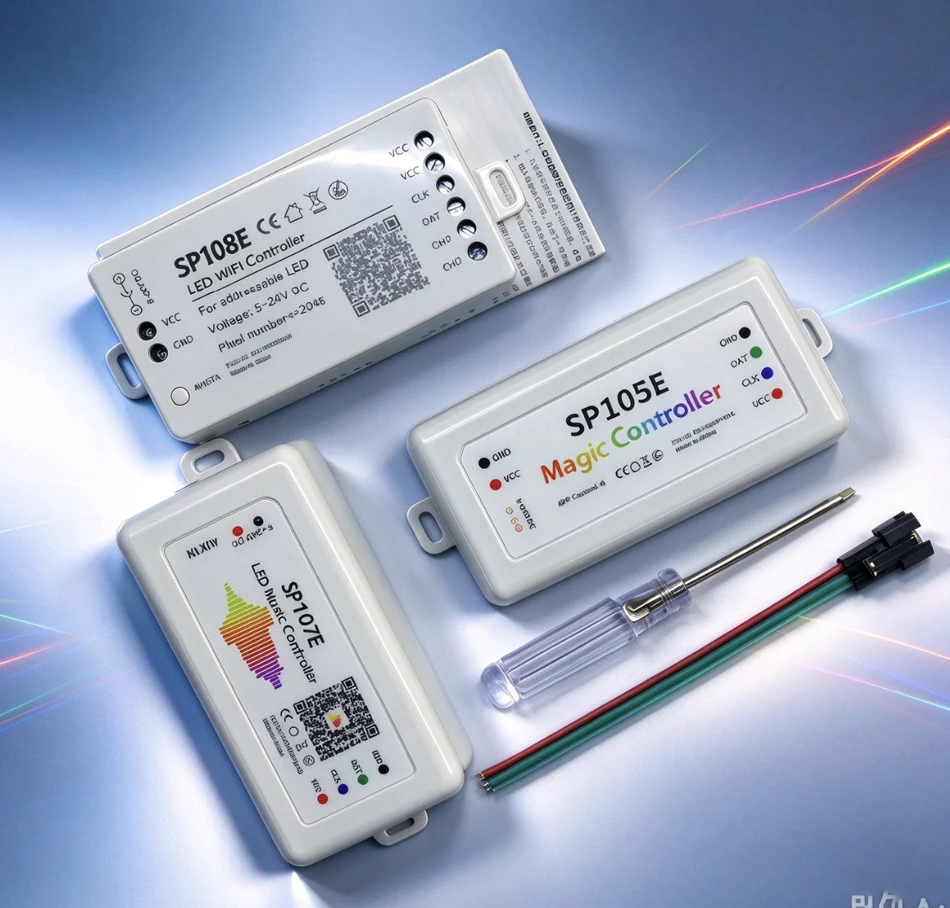 WS2812B WS2811 RGB LED Controller Dimmer SP105E SP108E SP107E WIFI/Music/Bluetooth Addressable Led Light Controller DC5-24V