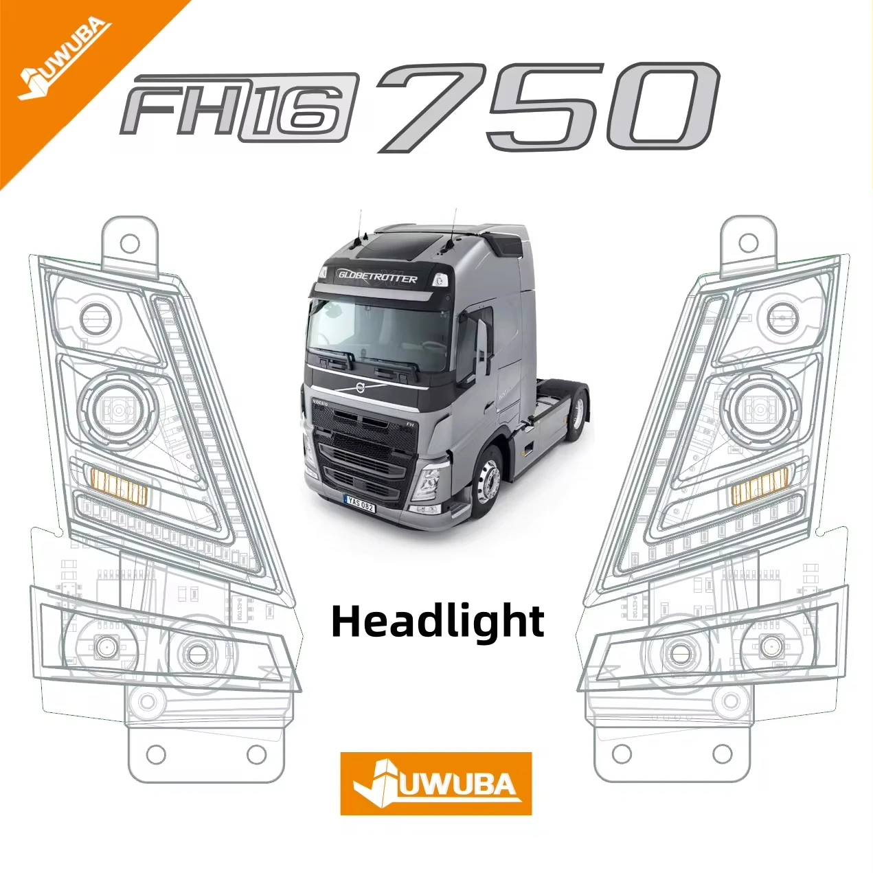 FH16 750 Headlight LED 5V Lighting System Lamp Headlamp For 1/14 Tamiya FH16 750 For MFC-01 MFC-03 RC Tractor Truck Accessories