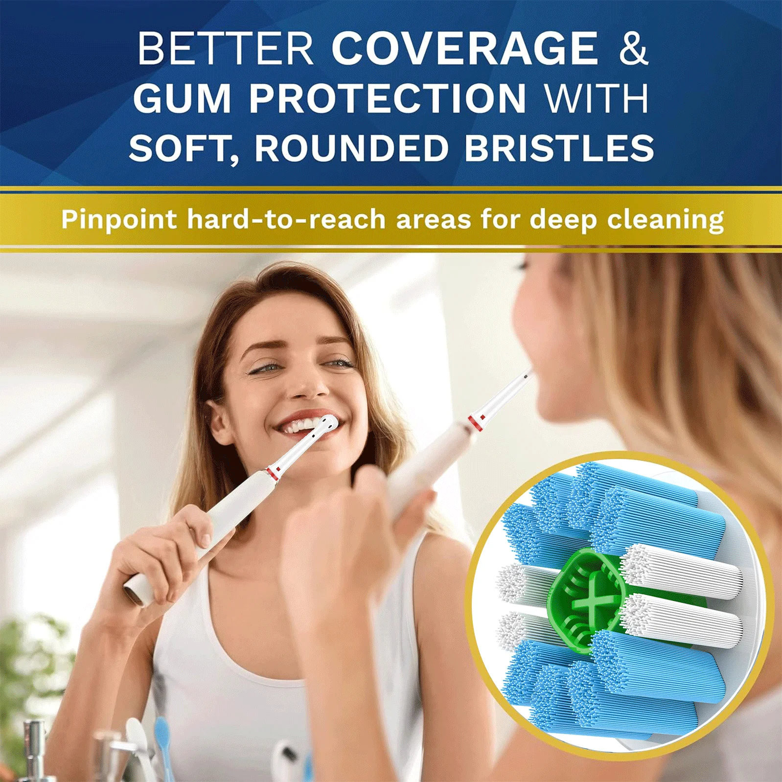 Precision-Clean Replacement Toothbrush Heads 4PCS/8PCS Advanced Bristle Technology For Optimal Oral Care Deep Cleaning