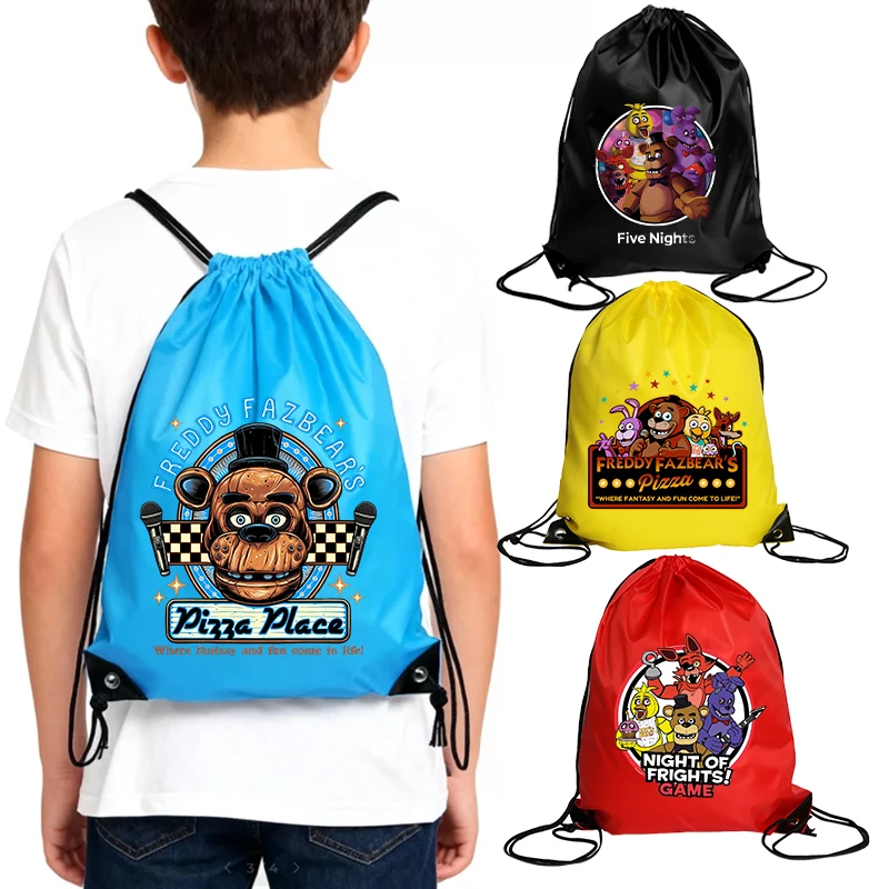 

Five Nights At Freddy's 2 Drawstring Bags Cute Cartoon Sports Backpack Anime Waterproof Cycling Storage Pouch Shoes Bag Gift Bag