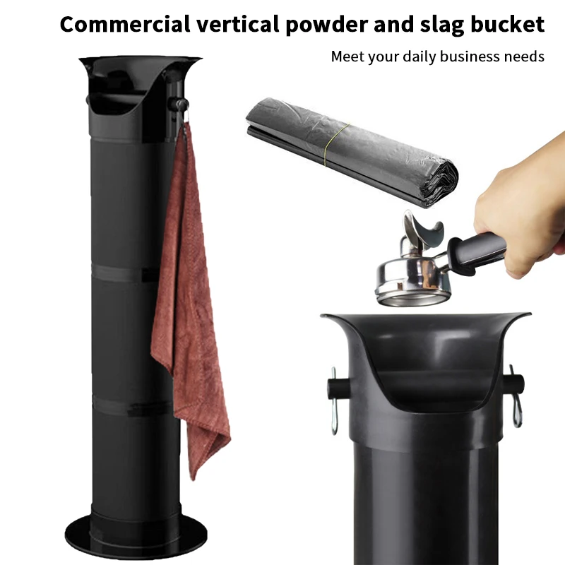 Large Capacity Coffee Knock Bucket with Towels Espresso Coffee Grounds Container Standing Tall Floor Collector Trash Can