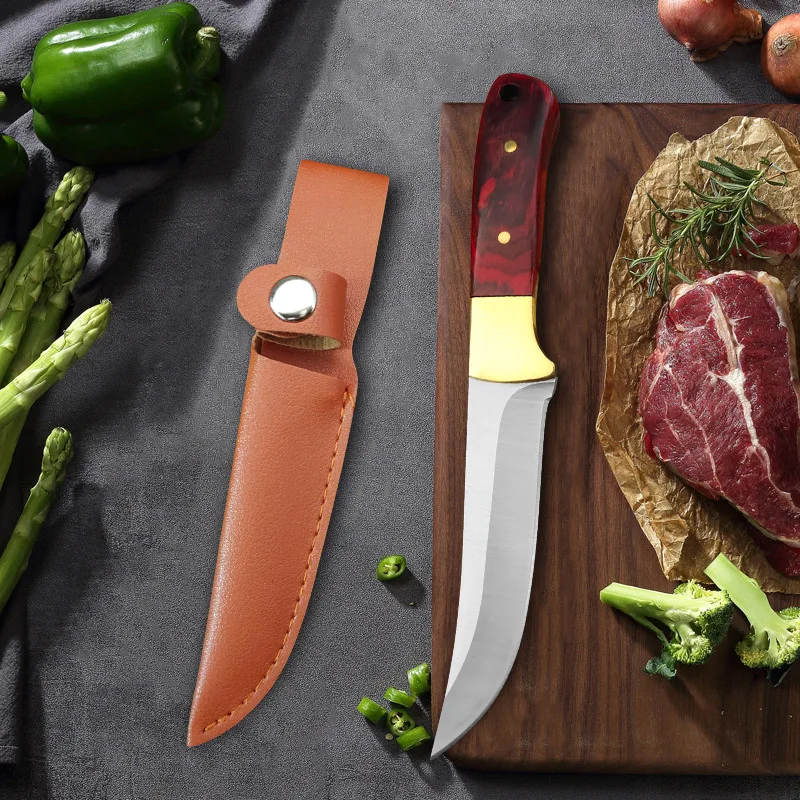 Sharp Fruit Knife Boning Cleaver Meat Vegetables Fruit Slice Knife with Cover Handmade Forged Stainless Steel Butcher Knife Tool