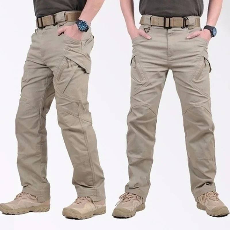 Men\'s Multi-pocket X9 Military Tactical Pants Outdoor Rip-Stop Man Casual Waterproof Cargo Pant Lightweight Zipper Trousers