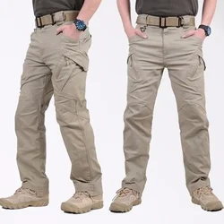 Calça militar tática masculina, calça impermeável de carga, calça leve com zíper, bolso múltiplo, ao ar livre, Rip-Stop, casual, X9