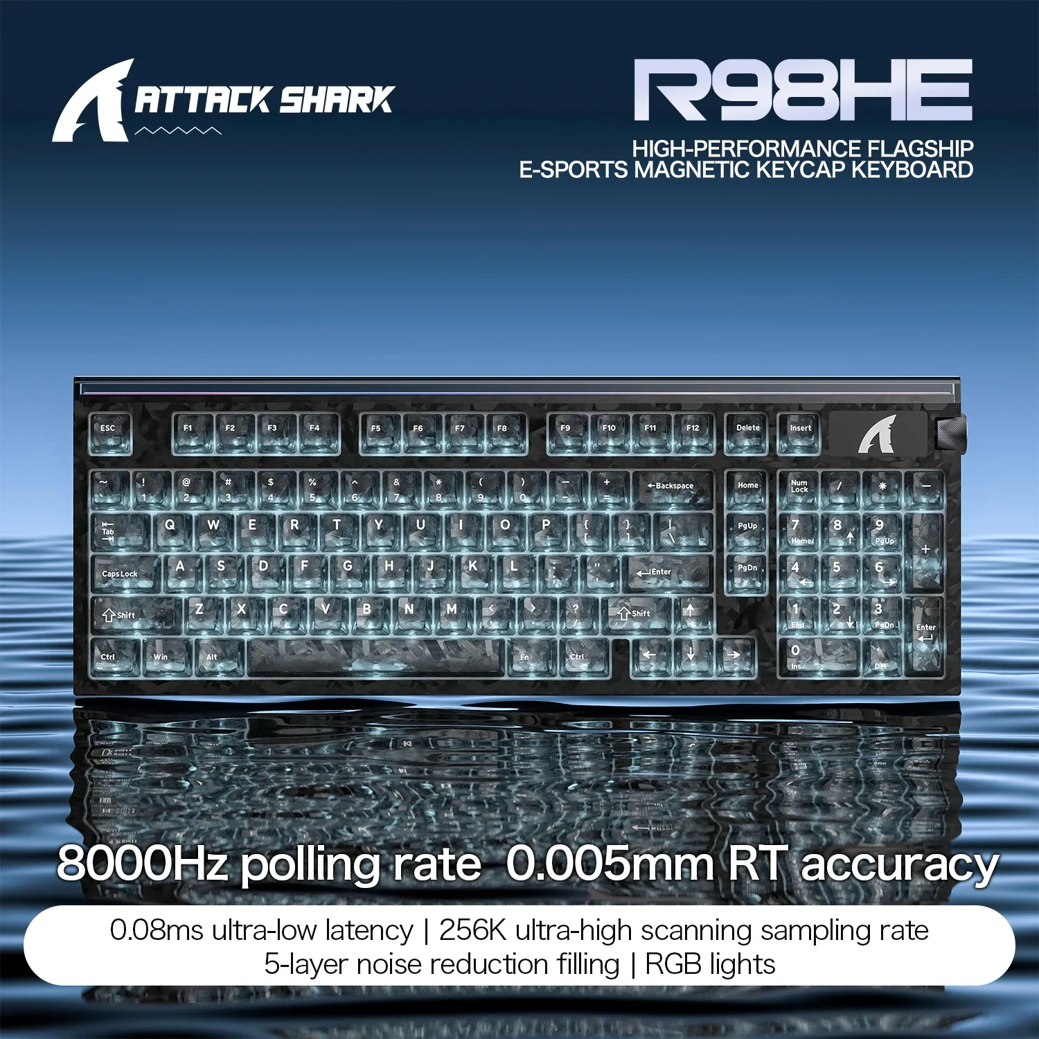 New ATTACK SHARK R98HE Magnetic Keyboard Wired 0.08ms Latency 8K Hz 256K RGB Gaming Keyboard Neon Display Box for Esports Gaming