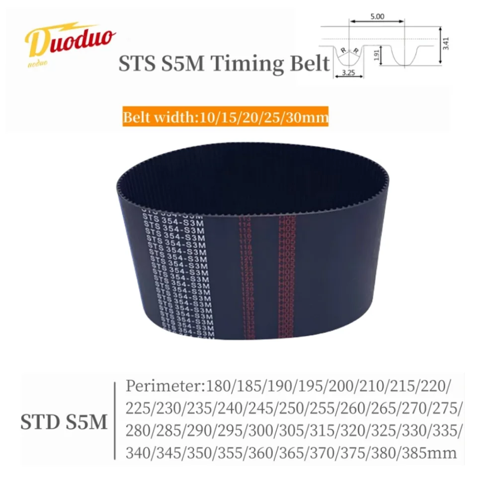 

1pc STS S5M Rubber Timing Belt Length 180 185 190 195 200 210 215 220 225 230-385mm Width 10 15 20 25 30mm Loop Synchronous Belt