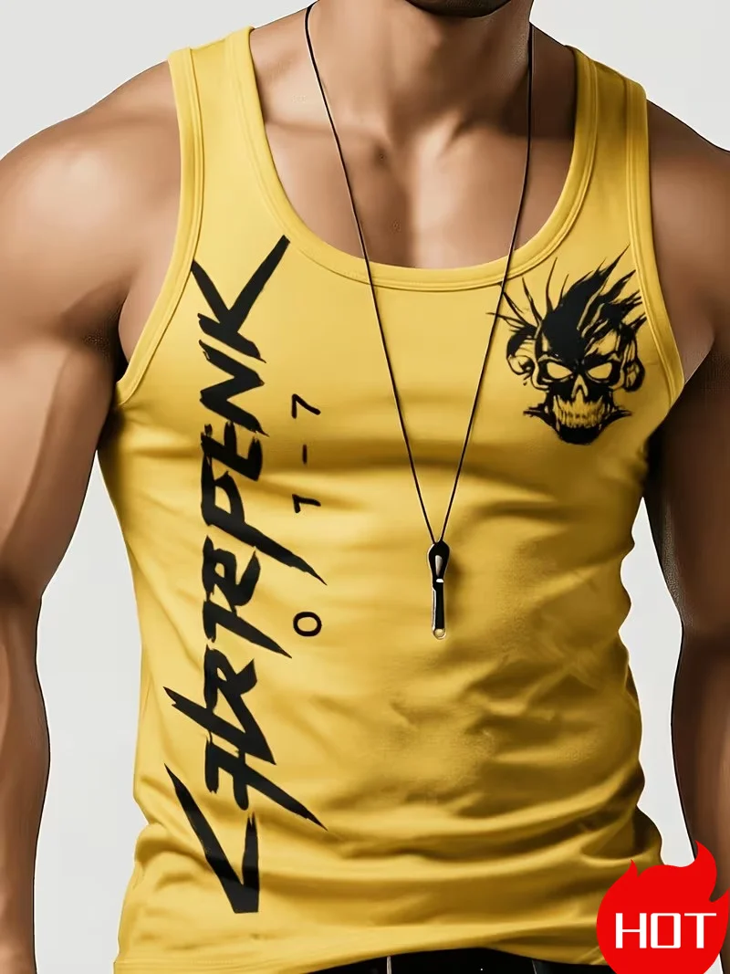 Fashion Men's Quick Drying Sports Vest Summer Breathable Basketball Gym Muscle Sleeveless T-Shirt Trendy Daily Men's Clothing