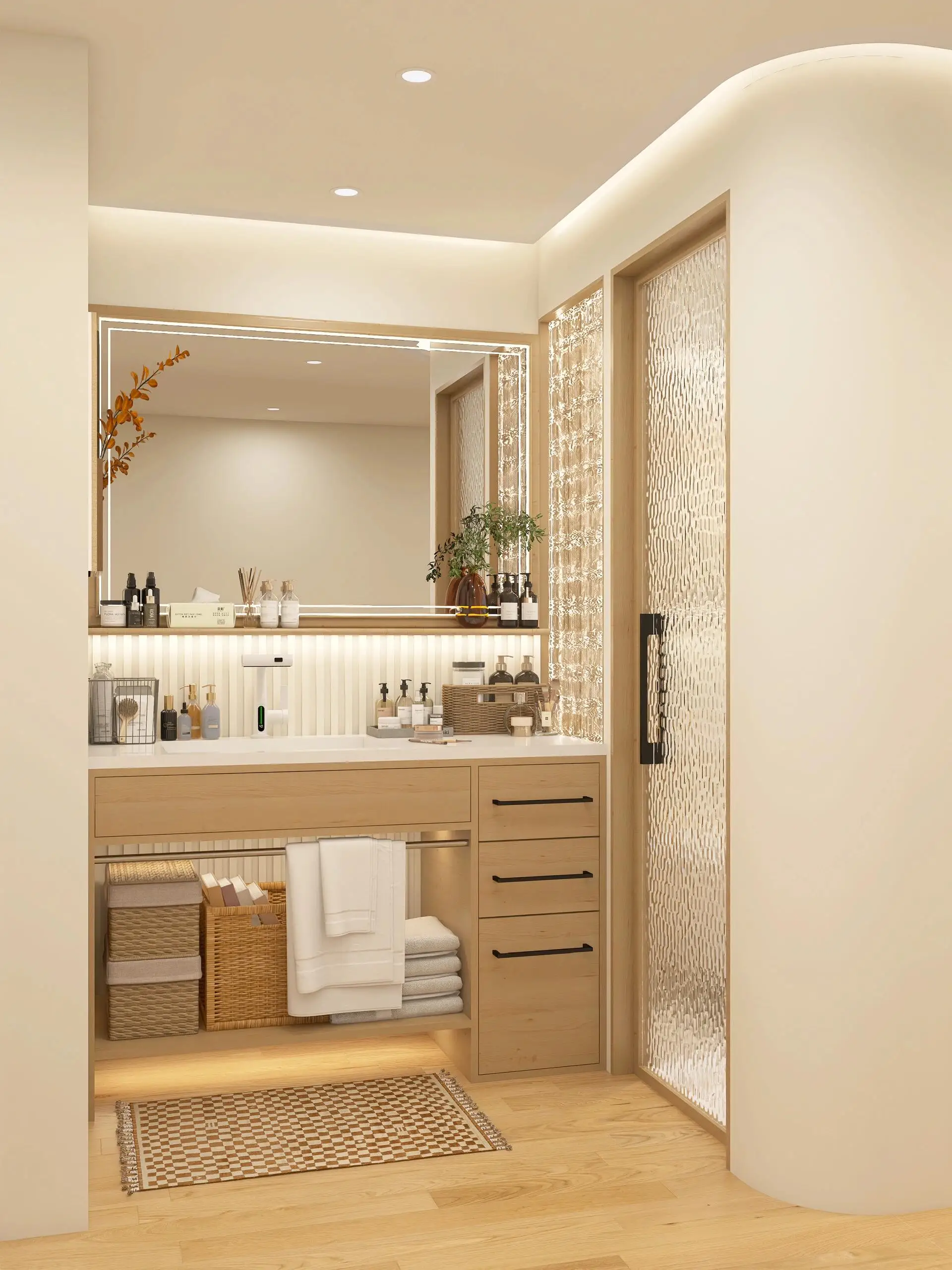 Modern Log Style Bathroom Vanities, Mirror Included, Easy-Cleaning Washbasin, Waterproof Furniture, Hot-Selling Vanity Set