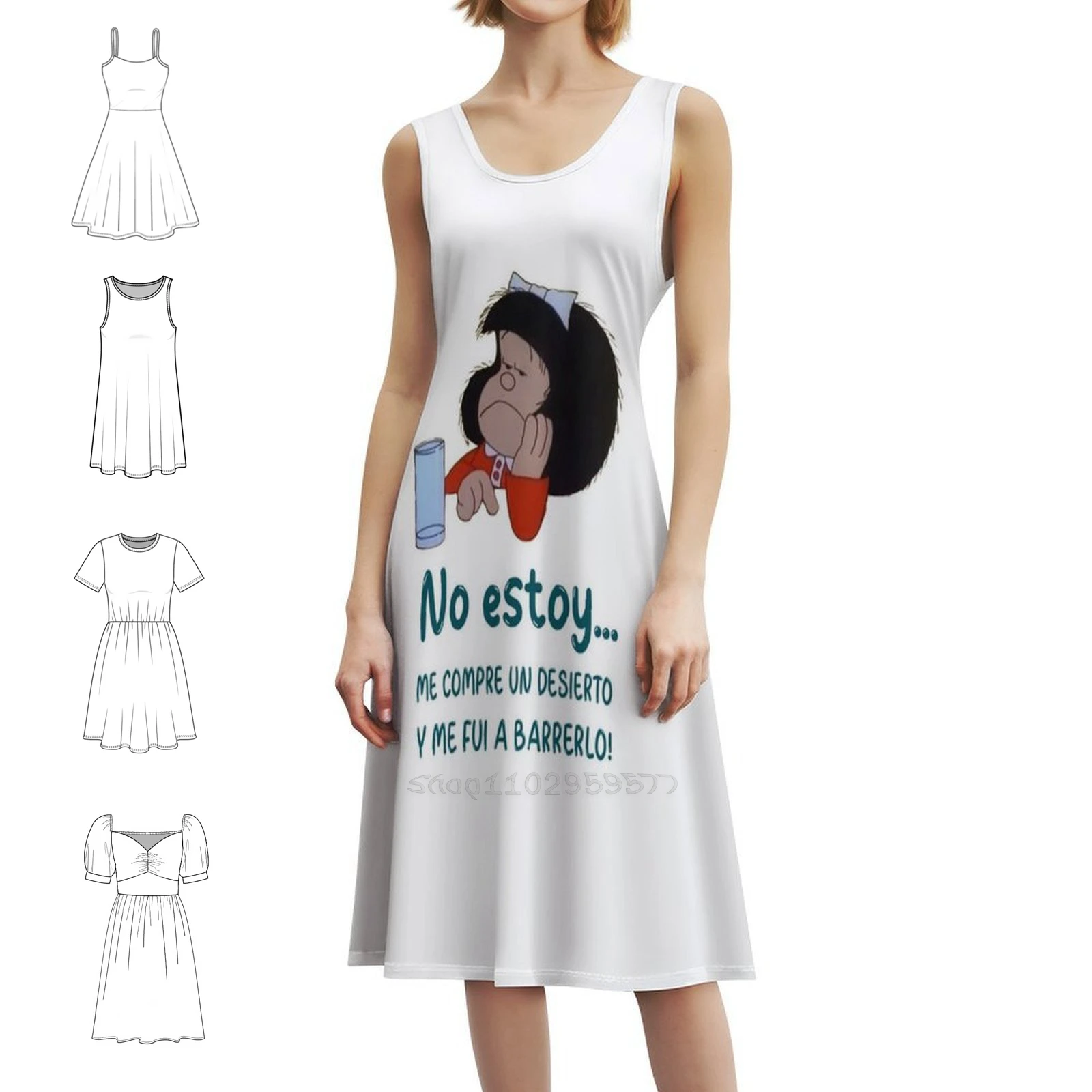 

Mafalda Quino Comics Women's Hip Hop Streetwear Dress Graphic Print Party Club Wear Mafalda Quino Mafalda Quino Comics Dress