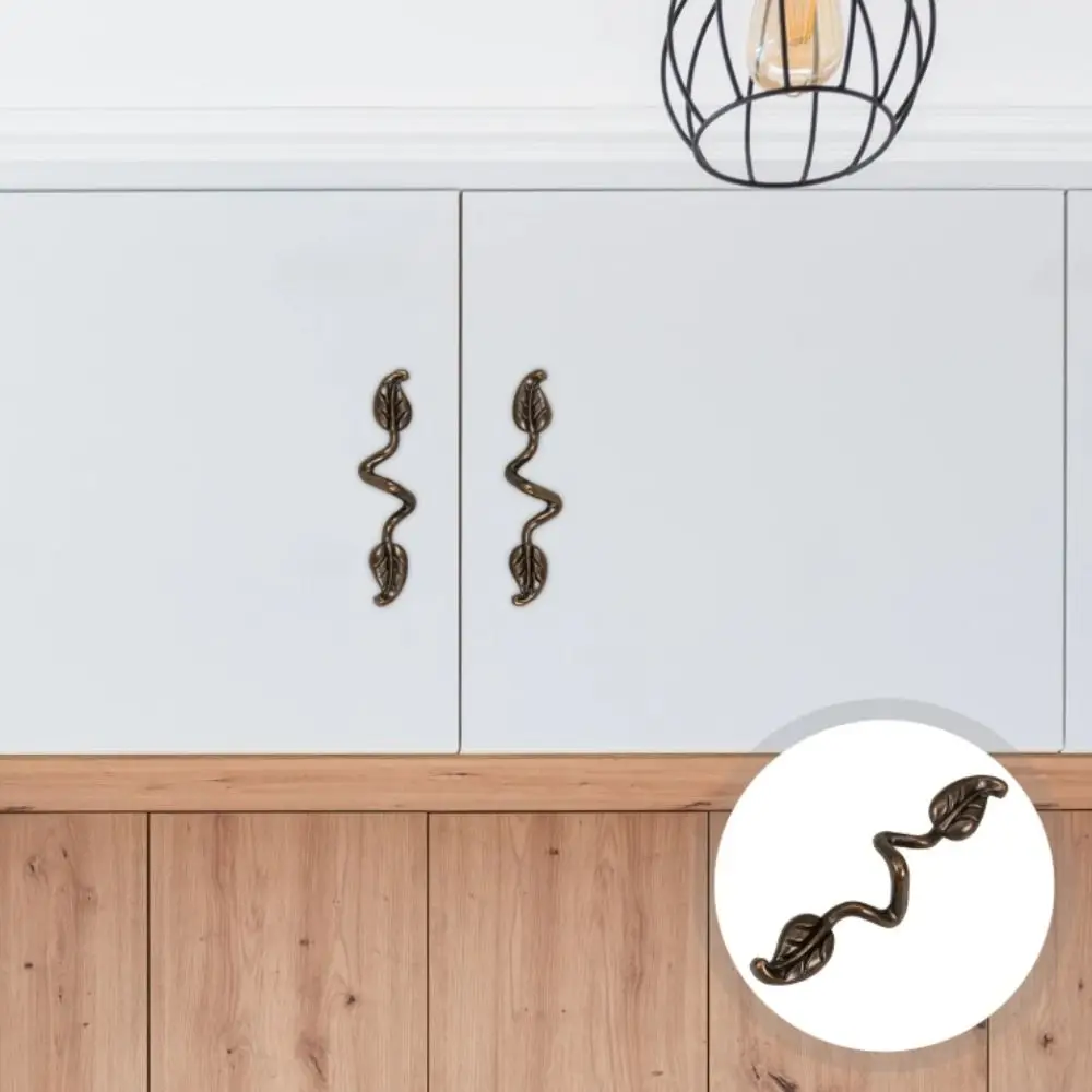 아연 합금 잎 모양 손잡이 구멍 간격 장식용 캐비닛 손잡이 잎 모양 유럽 스타일 가구 하드웨어 캐비닛 도어