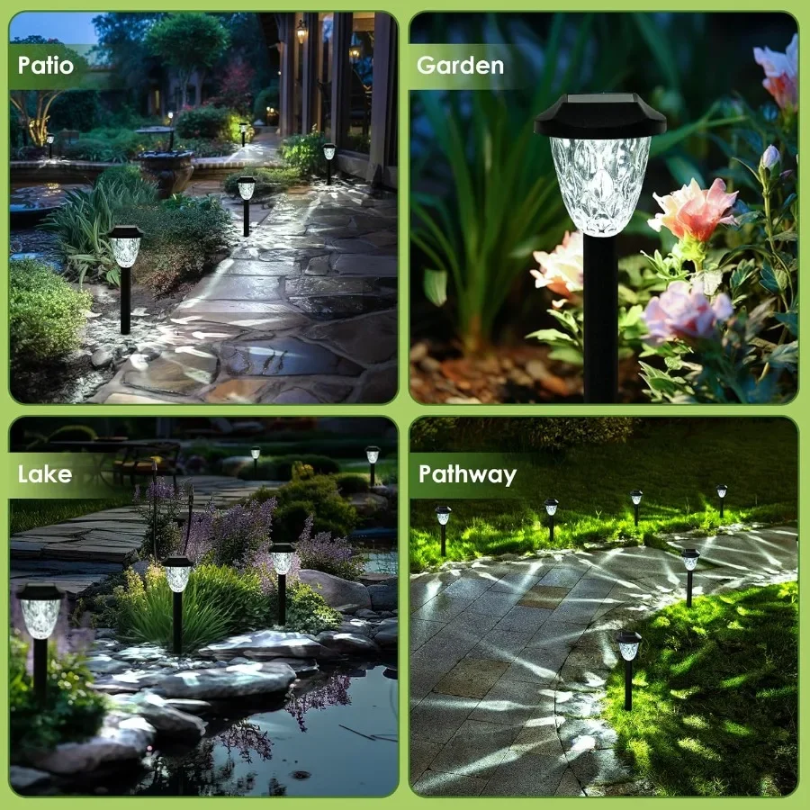 Luci solari per esterni Luci solari impermeabili per percorsi con un ottimo modello per l'arredamento del giardino Funzione di accensione/spegnimento automatico Ideale per l'esterno