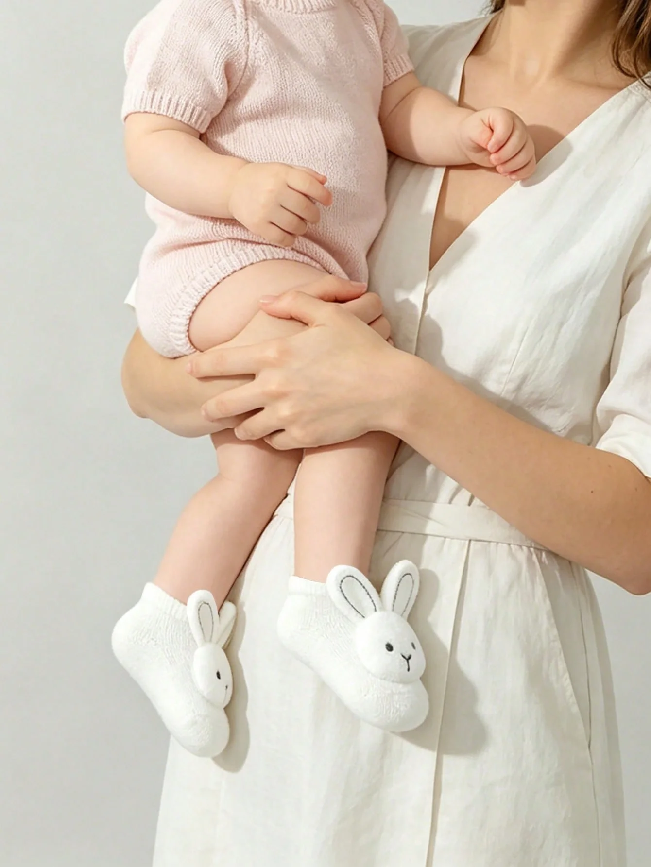 3 Paar süße und bezaubernde kurze Socken mit Hasenmuster für Babys, aus Baumwollmaterial, geeignet für Babys zum Tragen im Innenbereich – Detail 7