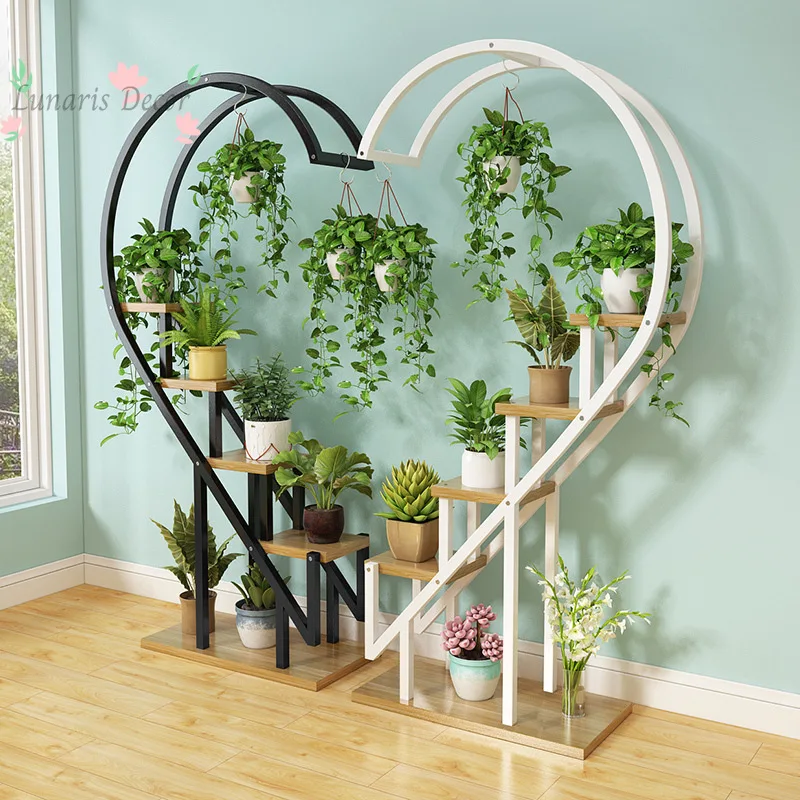 

Heart Living Room Flower Rack Multi-layer Indoor Balcony Home Wrought Iron Heart-Shaped Storage Rack