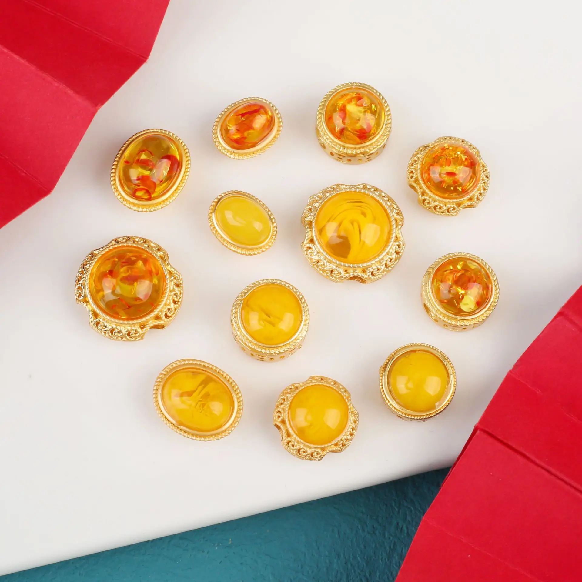 

5pcs Hollow Multi-pass Ring Inlaid Amber Beeswax Jewelry Accessories Spacer Beads Diy Pearl Bracelet Necklace Material Wholesale