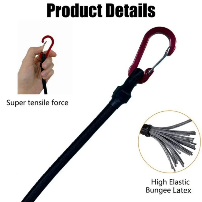 Elastic Tie Rope Mountaineering Buckle Hook Kayak Cycling Luggage Packing Rope Camping Tie Strap String Carabiner Hooks