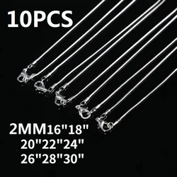 New y2k 10PCS 925 sterling Silver pretty 2MM Snake chain Necklace For Women man 16-30 inches fashion party wedding Jewelry gift