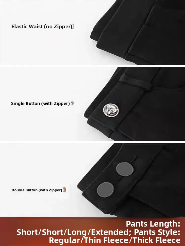 Women's Thin Fleece Black Pants Autumn Winter Thickened Nine Points Slimming Eight Points Nine Points Base Layer Pants Outerwear