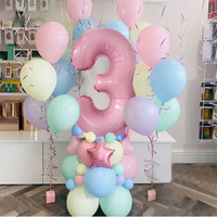 63pcs Pastel candy Pink 1st 2nd 3rd Foil Number Balloon set Macaron Latex Ballons Girl Princess baby shower Birthday Party decor