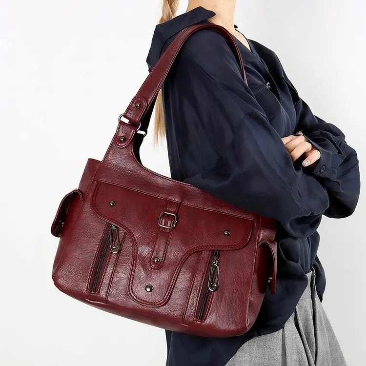 

2026 New Women's Portable Tote Bag Fashion Versatile Shoulder Underarm Bag Retro Large Capacity Casual Mummy Bag